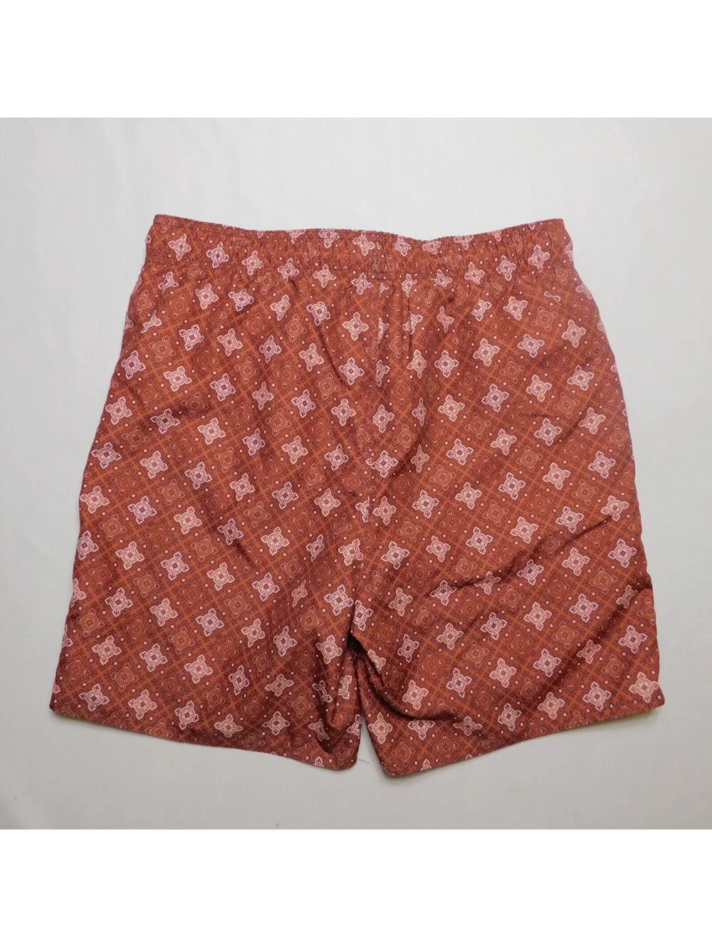 Arizona Jean Co Mens Swim Trunks Size M Rust Brown Geometric Board Shorts Lined